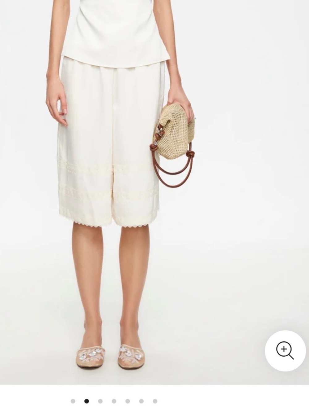 Lioness Cream Wide-Leg Pull-On Bermuda Shorts
